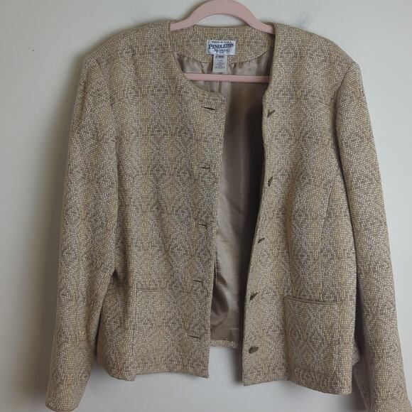 Vintage Virgin Wool Pendleton Dutton Down Jacket Geometric Lined Women's 20W - Picture 12 of 13